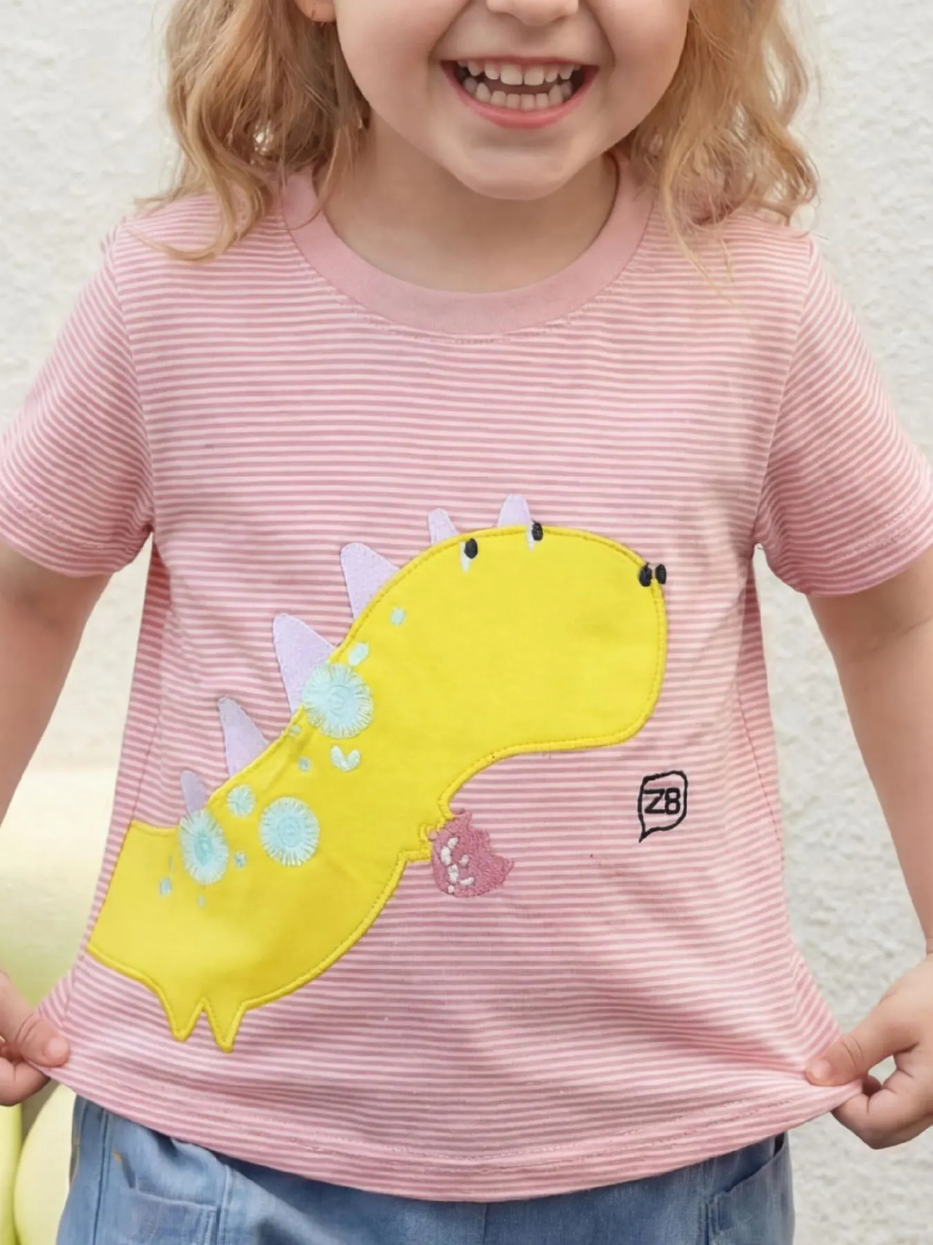 Children's Striped Dinosaur Short Sleeve Tee
